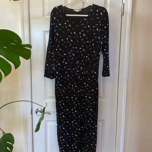 Boden midi dress in black with a polka dot motif